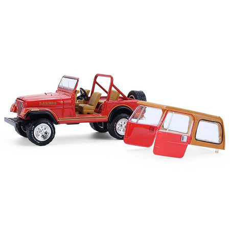 1980 Jeep CJ-7 Laredo Red with Tan Top "All Terrain" Series 17 1/64 Diecast Model Car by Greenlight-Greenlight-ModelCars.com