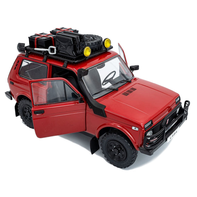 1980 Lada Niva Red with Roof Rack and Accessories 1/18 Diecast Model Car by Solido-Solido-ModelCars.com