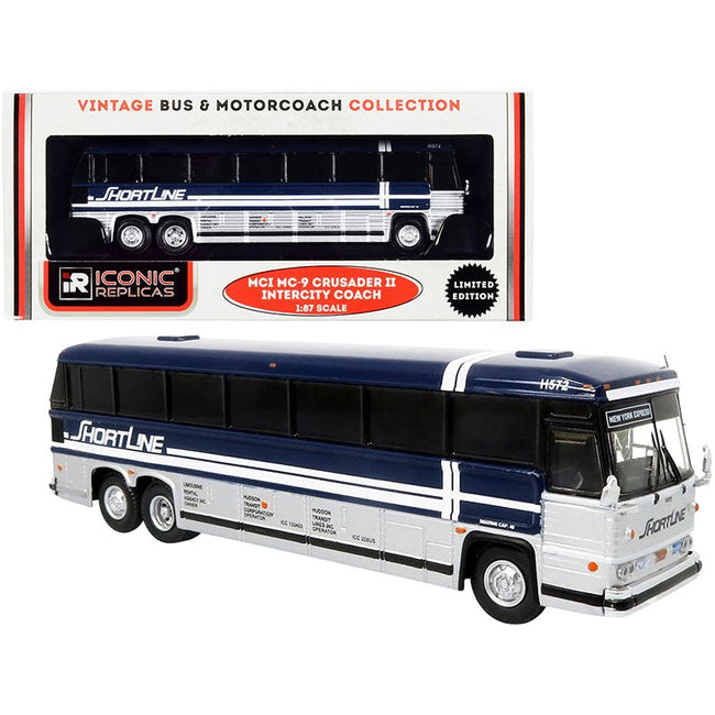 1980 MCI MC - 9 Crusader II Intercity Coach Bus "New York Express" "Short Line Bus Company" "Vintage Bus & Motorcoach Collection" 1/87 (HO) Diecast Model by Iconic Replicas - Iconic Replicas - ModelCars.com