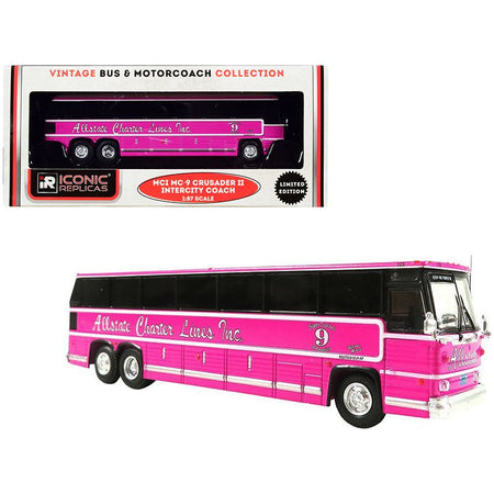 1980 MCI MC - 9 Crusader II Intercity Coach Bus Pink "Allstate Charter Lines Inc." "Vintage Bus & Motorcoach Collection" 1/87 (HO) Diecast Model by Iconic Replicas - Iconic Replicas - ModelCars.com