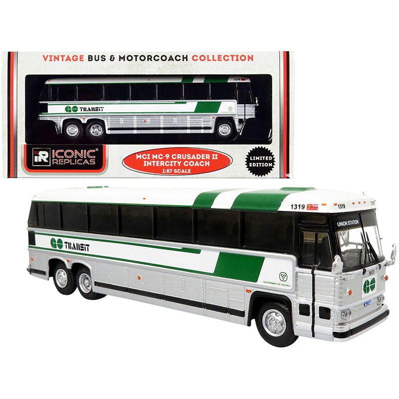 1980 MCI MC - 9 Crusader II Intercity Coach Bus "Union Station" Toronto (Ontario Canada) "GO Transit" "Vintage Bus & Motorcoach Collection" 1/87 (HO) Diecast Model by Iconic Replicas - Iconic Replicas - ModelCars.com
