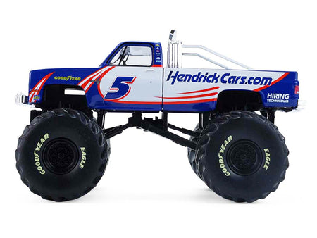 1981 Chevrolet K20 Monster Truck 5 "HendrickCars.com" Blue and White with Graphics "Kings of Crunch - Hendrick Motorsports Tribute" Special Edition 1/64 Diecast Model Car by Greenlight-Greenlight-ModelCars.com