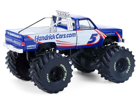 1981 Chevrolet K20 Monster Truck 5 "HendrickCars.com" Blue and White with Graphics "Kings of Crunch - Hendrick Motorsports Tribute" Special Edition 1/64 Diecast Model Car by Greenlight-Greenlight-ModelCars.com
