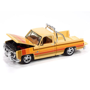 1981 Chevrolet Silverado Fleetside Pickup Truck Cream with Stripes "Hobby Exclusive" Series 1/64 Diecast Model Car by Auto World