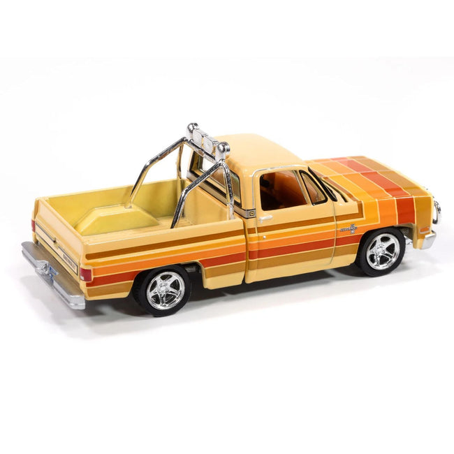 1981 Chevrolet Silverado Fleetside Pickup Truck Cream with Stripes "Hobby Exclusive" Series 1/64 Diecast Model Car by Auto World-Autoworld-ModelCars.com