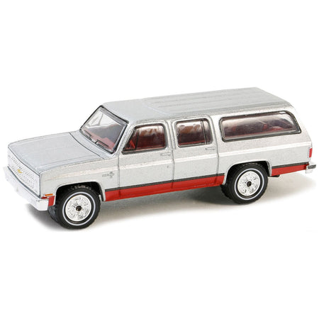 1981 Chevrolet Suburban Silver Metallic and Red "Vintage Ad Cars" Series 10 1/64 Diecast Model Car by Greenlight - Greenlight - ModelCars.com