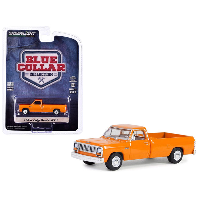 1982 Dodge Ram D - 250 Pickup Truck DOT Orange "Blue Collar Collection" Series 13 1/64 Diecast Model Car by Greenlight - Greenlight - ModelCars.com