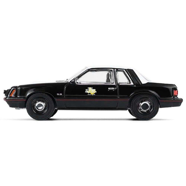 1982 Ford Mustang SSP "Texas Department of Public Safety Highway Patrol" Black with White Hood and Top "Hobby Exclusive" Series 1/64 Diecast Model Car by Greenlight-Greenlight-ModelCars.com