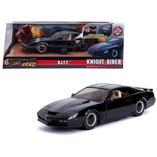 1982 Pontiac Firebird Trans Am Black with Light K.I.T.T. "Knight Rider" (1982) TV Series "Hollywood Rides" Series 1/24 Diecast Model Car by Jada-Jada-ModelCars.com