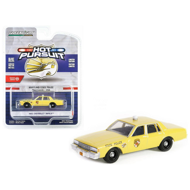 1983 Chevrolet Impala Yellow "Maryland State Police" "Hot Pursuit" Series 45 1/64 Diecast Model Car by Greenlight - Greenlight - ModelCars.com