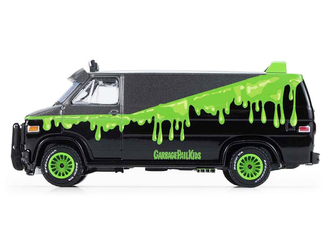 1983 GMC Vandura Van Gray Metallic and Black with Green Slime Graphics "Petey Da Fool" "Garbage Pail Kids" Series 8 1/64 Diecast Model Car by Greenlight-Greenlight-ModelCars.com