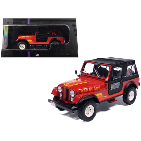 1983 Jeep Renegade Red with Stripes and Black Top 1/24 Diecast Model by IXO Models-IXO-ModelCars.com