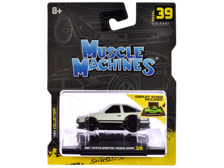 1983 Toyota Sprinter Trueno (AE86) White with Carbon Hood 1/64 Diecast Model Car by Muscle Machines-Muscle Machines-ModelCars.com