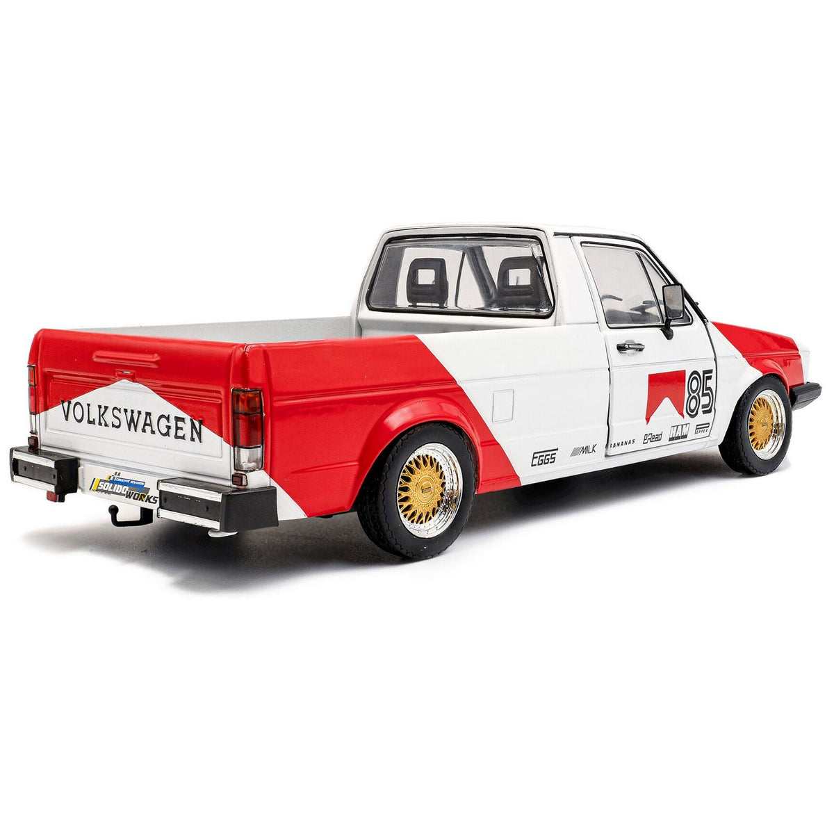 1983 Volkswagen Caddy MK 1 Pickup Truck "Red Cowboy Racing Tribute" White and Red 1/18 Diecast Model Car by Solido-Solido-ModelCars.com
