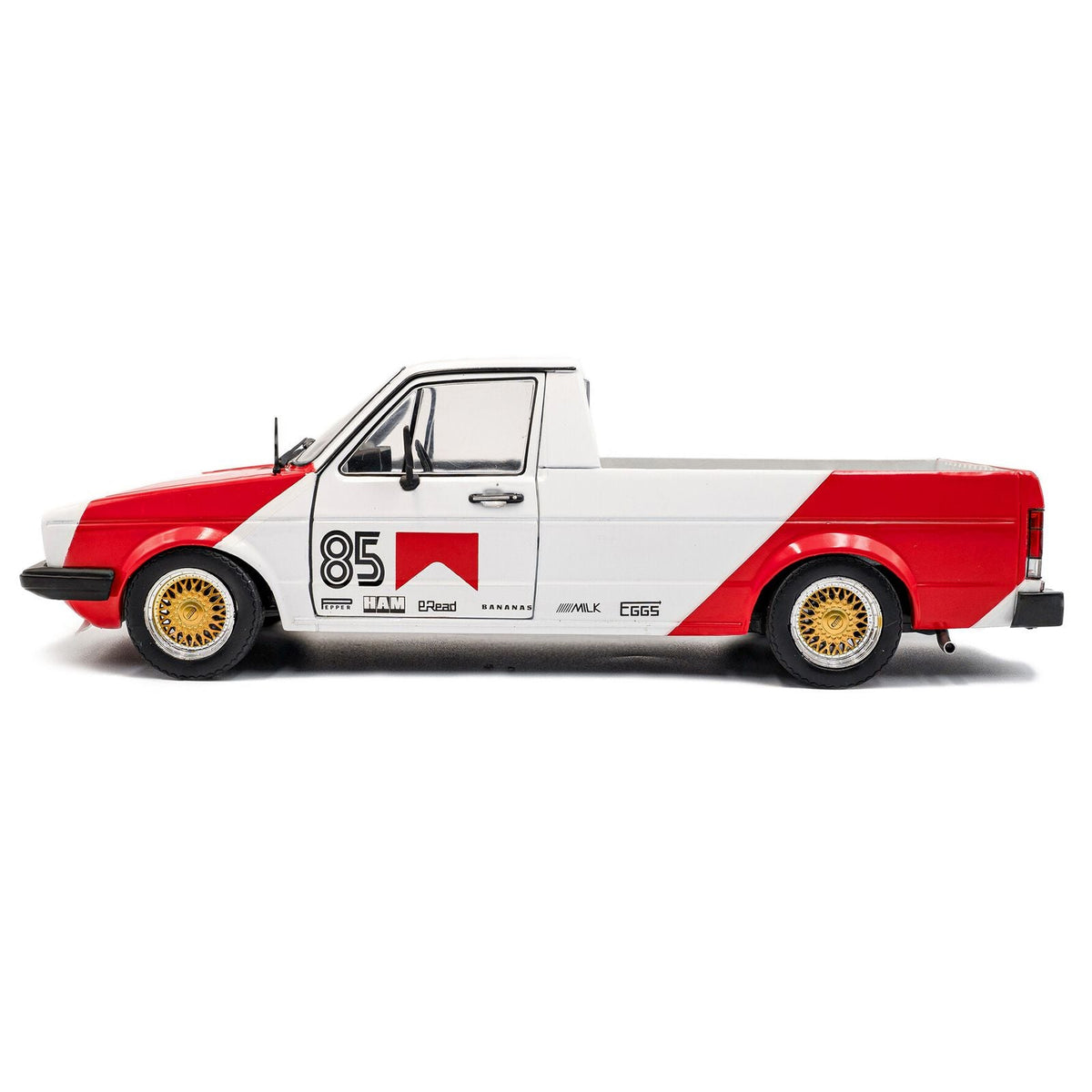 1983 Volkswagen Caddy MK 1 Pickup Truck "Red Cowboy Racing Tribute" White and Red 1/18 Diecast Model Car by Solido-Solido-ModelCars.com