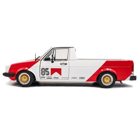 1983 Volkswagen Caddy MK 1 Pickup Truck "Red Cowboy Racing Tribute" White and Red 1/18 Diecast Model Car by Solido-Solido-ModelCars.com
