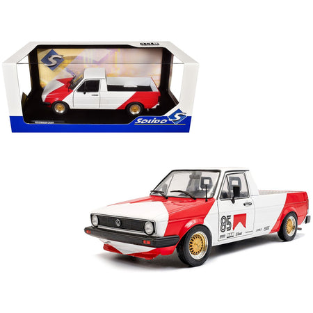 1983 Volkswagen Caddy MK 1 Pickup Truck "Red Cowboy Racing Tribute" White and Red 1/18 Diecast Model Car by Solido-Solido-ModelCars.com