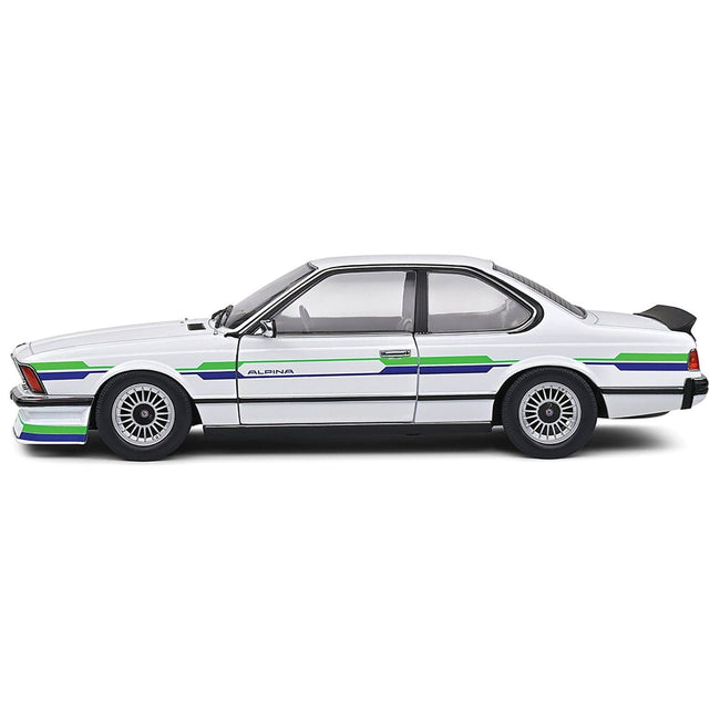 1984 BMW Alpina B7 Turbo (E24) White with Blue and Green Graphics 1/18 Diecast Model Car by Solido-Solido-ModelCars.com