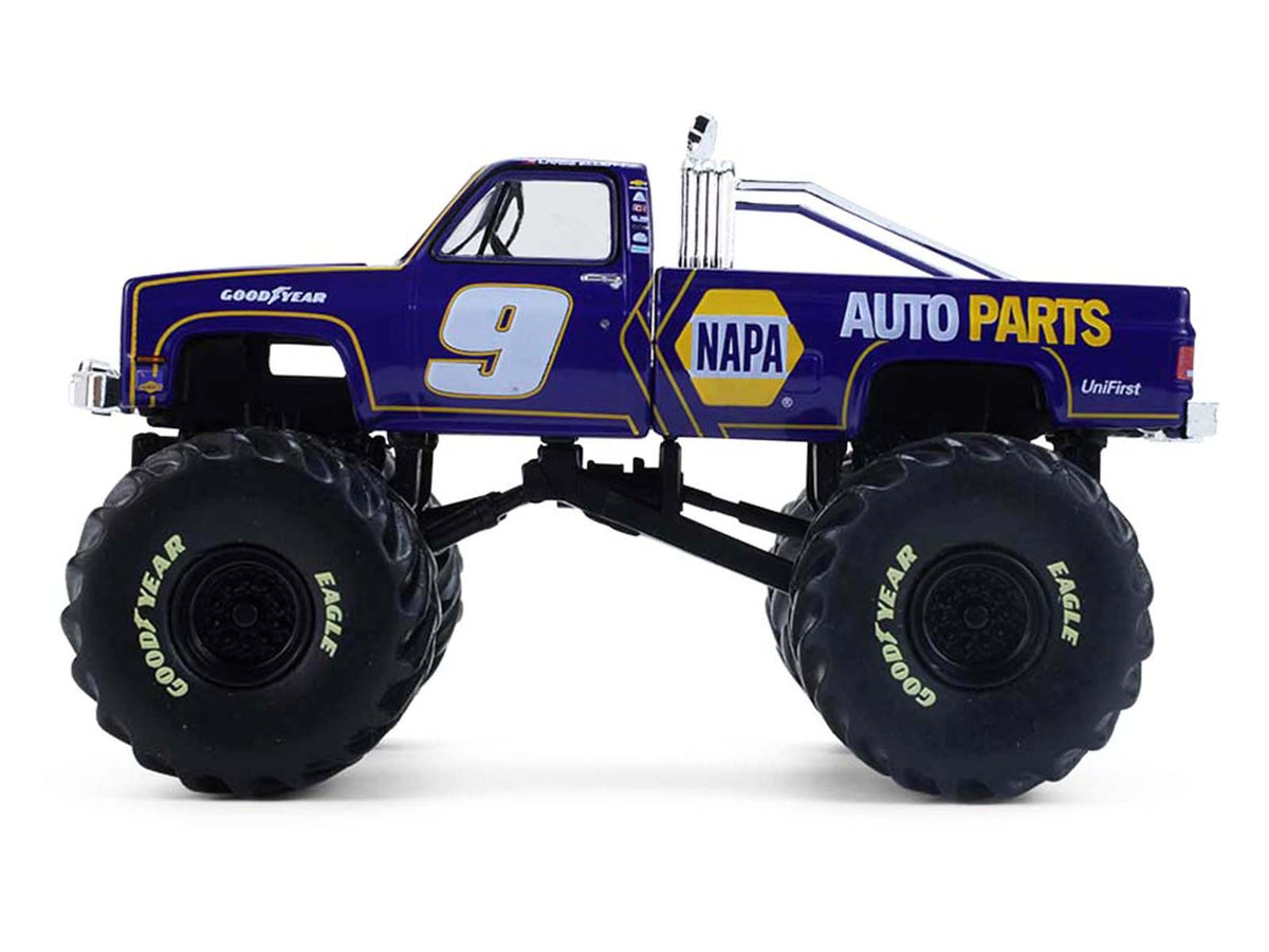 1984 Chevrolet C20 Monster Truck 9 "NAPA" Blue with Graphics "Kings of Crunch - Hendrick Motorsports Tribute" Special Edition 1/64 Diecast Model Car by Greenlight-Greenlight-ModelCars.com