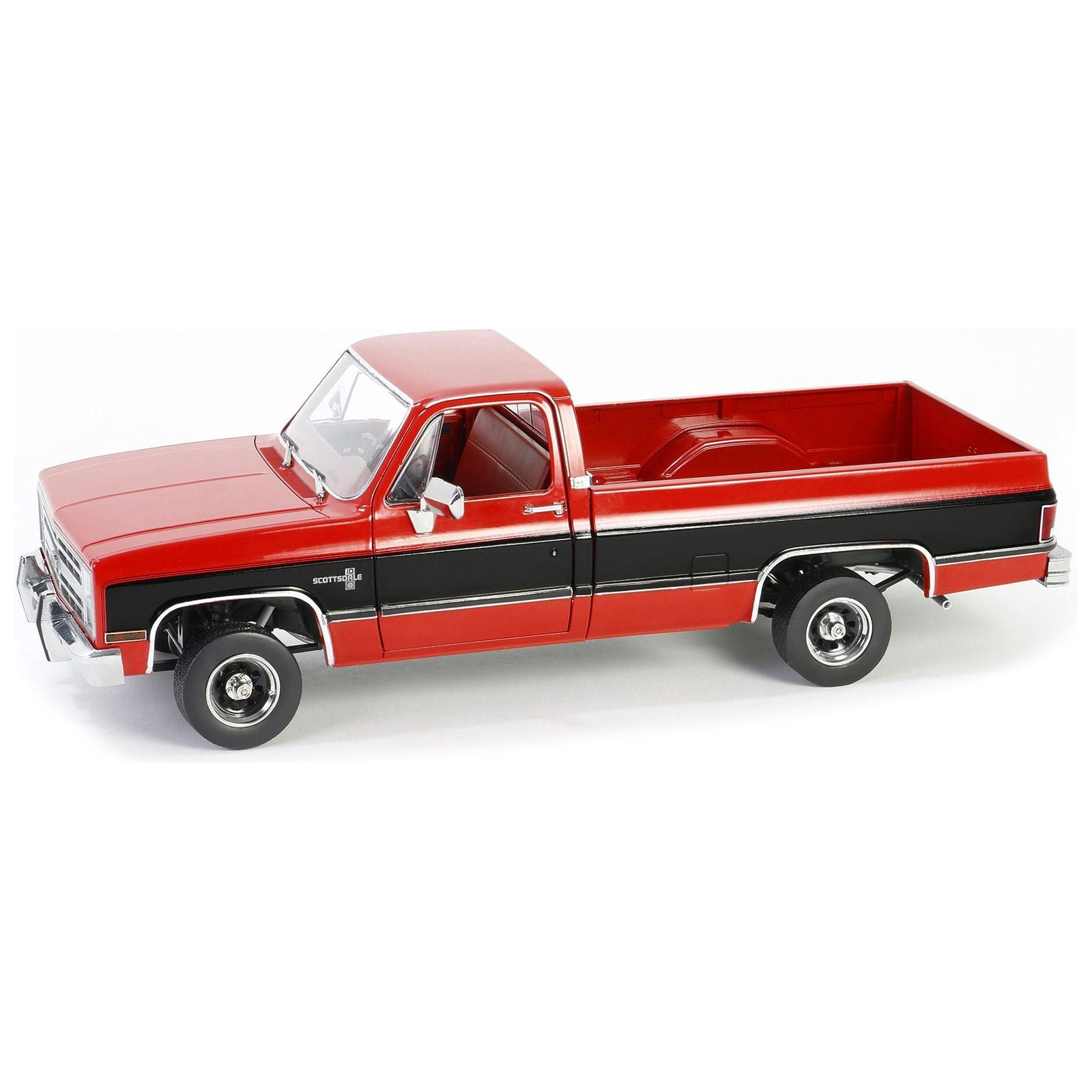 1984 Chevrolet K10 Scottsdale Pickup Truck Apple Red and Midnight Black with Red Interior 1/18 Diecast Model Car by Greenlight - Greenlight - ModelCars.com
