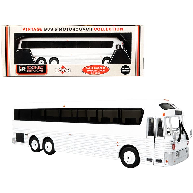 1984 Eagle Model 10 Motorcoach Bus Blank White "Vintage Bus & Motorcoach Collection" 1/87 (HO) Diecast Model by Iconic Replicas - Iconic Replicas - ModelCars.com