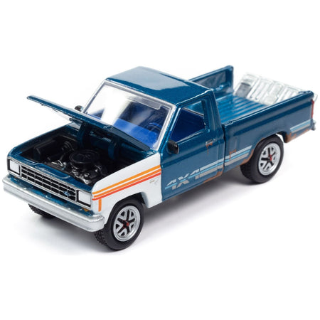 1984 Ford Ranger 4x4 Pickup Truck Medium Brite Blue Metallic with Mismatched Panels "Project in Progress" Limited Edition to 4908 pieces Worldwide "Street Freaks" Series 1/64 Diecast Model Car by Johnny Lightning-Johnny Lightning-ModelCars.com