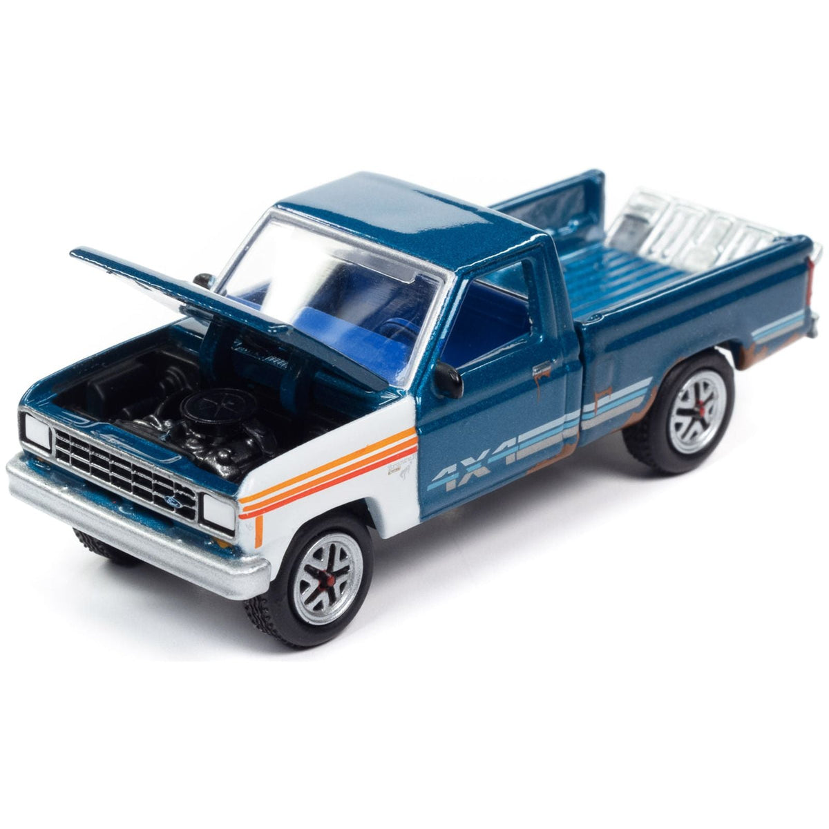 1984 Ford Ranger 4x4 Pickup Truck Medium Brite Blue Metallic with Mismatched Panels "Project in Progress" Limited Edition to 4908 pieces Worldwide "Street Freaks" Series 1/64 Diecast Model Car by Johnny Lightning - Johnny Lightning - ModelCars.com