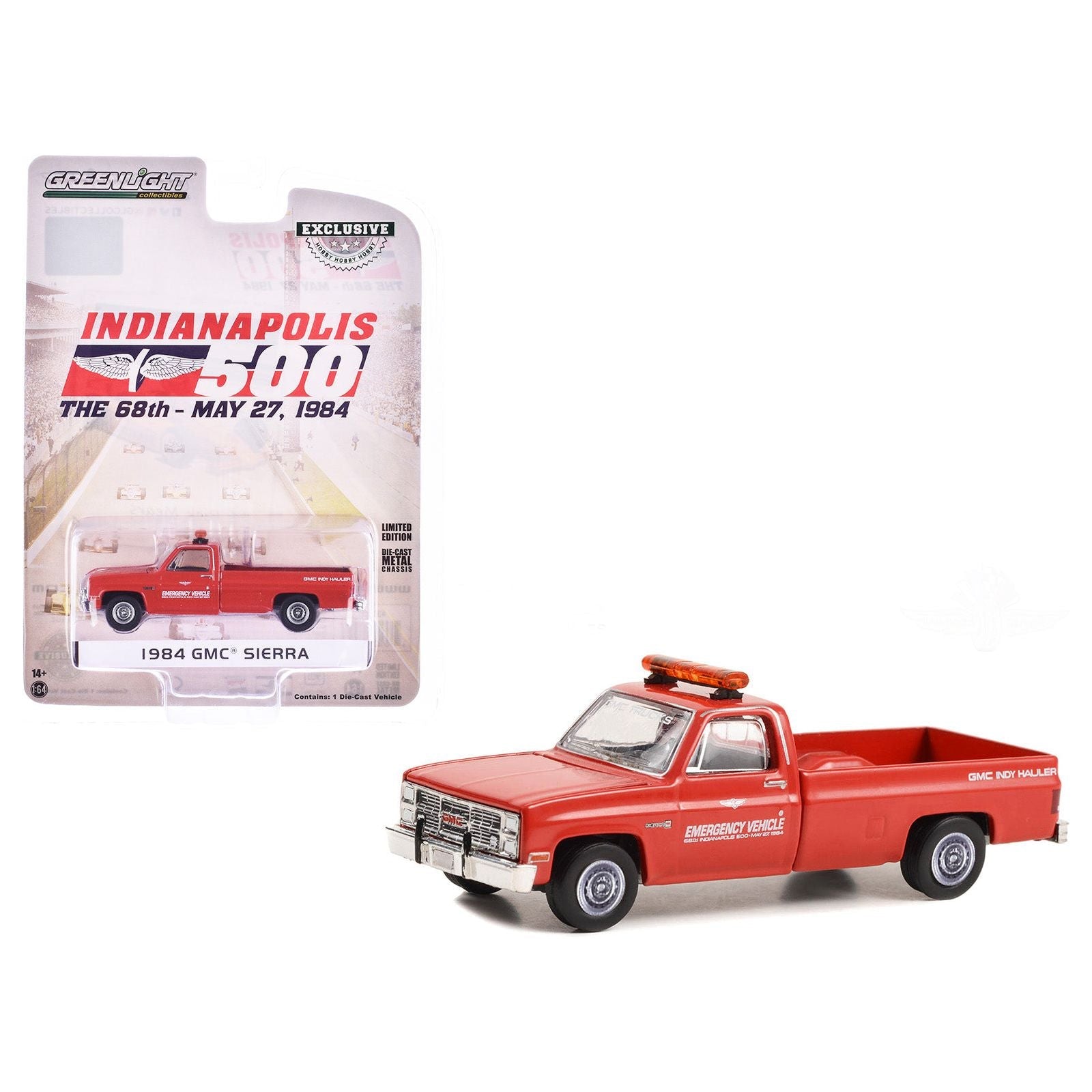 1984 GMC Sierra Pickup Truck "68th Annual Indianapolis 500 Mile Race Emergency Vehicle" Red "Hobby Exclusive" Series 1/64 Diecast Model Car by Greenlight - Greenlight - ModelCars.com