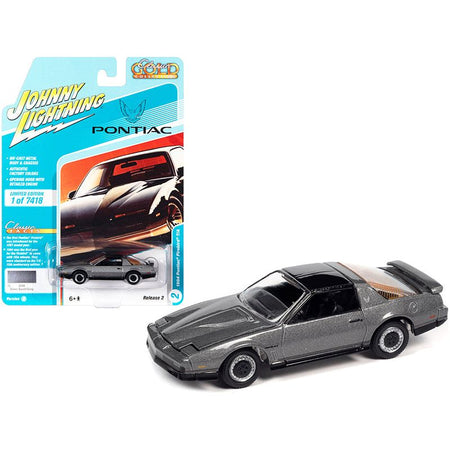 1984 Pontiac Firebird Trans Am T/A Silver Sand Gray Metallic with Black Top "Classic Gold Collection" Series Limited Edition to 7418 pieces Worldwide 1/64 Diecast Model Car by Johnny Lightning-Johnny Lightning-ModelCars.com