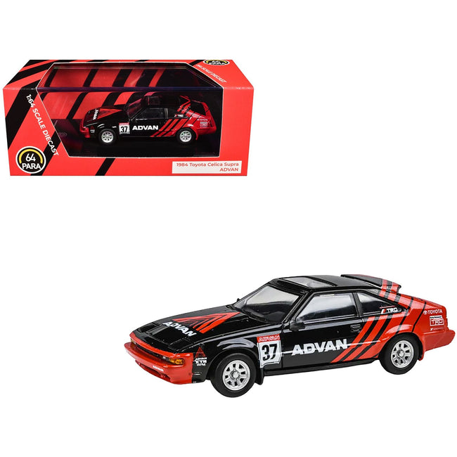 1984 Toyota Celica Supra #37 "ADVAN" Black and Red 1/64 Diecast Model Car by Paragon Models-Paragon-ModelCars.com