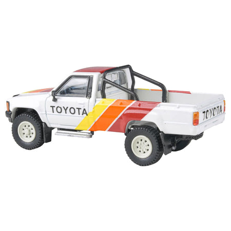 1984 Toyota Hilux Pickup Truck White with Stripes "TRD Ironman" 1/64 Diecast Model Car by Paragon Models - Paragon - ModelCars.com