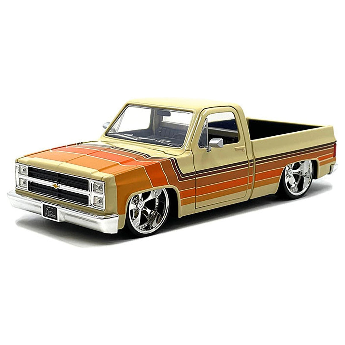 1985 Chevrolet C-10 Pickup Truck Beige with Stripes and Cartelli Wheels "Just Trucks" Series 1/24 Diecast Model Car by Jada-Jada-ModelCars.com