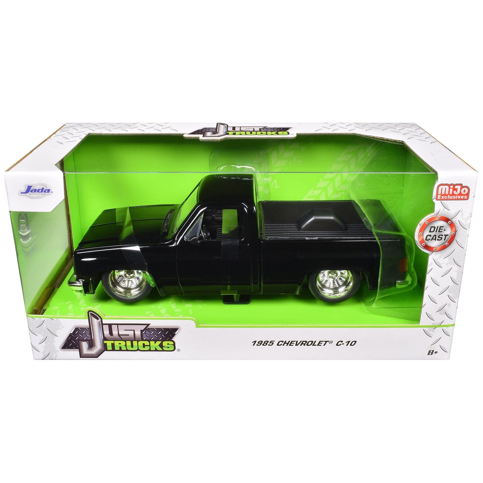 1985 Chevrolet C - 10 Pickup Truck Black with Minilite Wheels "Just Trucks" Series 1/24 Diecast Model Car by Jada - Jada - ModelCars.com