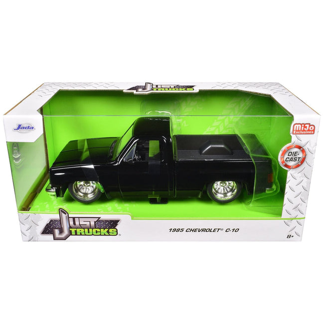 1985 Chevrolet C-10 Pickup Truck Black with Minilite Wheels "Just Trucks" Series 1/24 Diecast Model Car by Jada-Jada-ModelCars.com