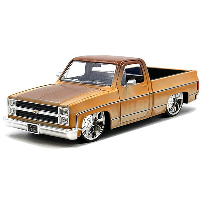 1985 Chevrolet C-10 Pickup Truck Yellow with Brown Top (Rusted) and JD3 Wheels "Just Trucks" Series 1/24 Diecast Model Car by Jada-Jada-ModelCars.com