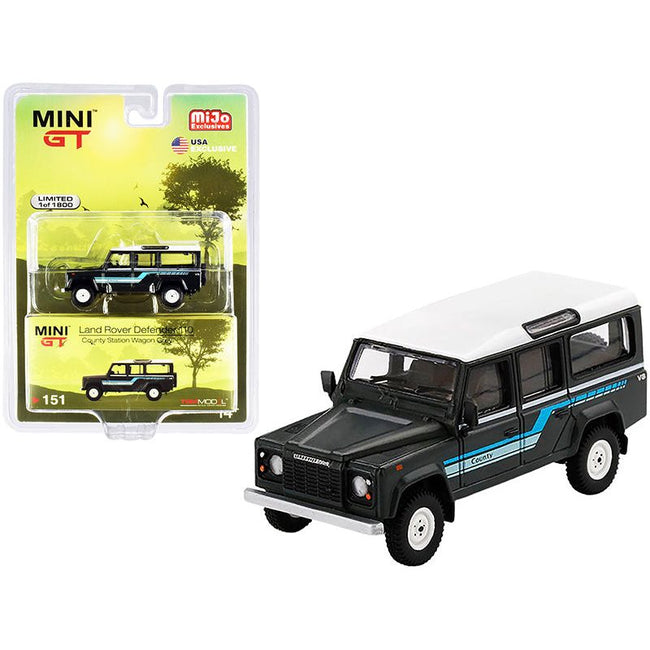 1985 Land Rover Defender 110 County Station Wagon Dark Gray with White Top Limited Edition to 1800 pieces Worldwide 1/64 Diecast Model Car by True Scale Miniatures - True Scale Miniatures - ModelCars.com