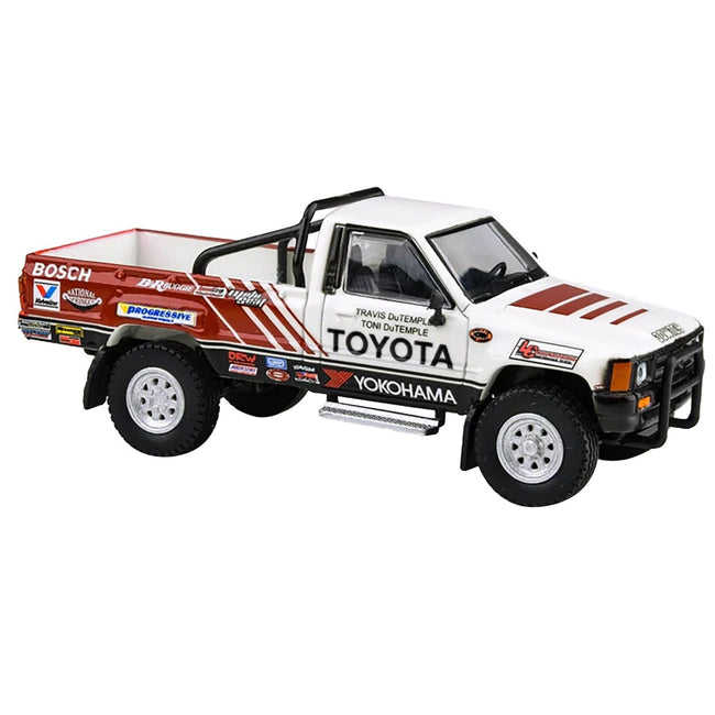 1985 Toyota Hilux Single Cab Pickup Truck "Class 7S Racing" White with Graphics 1/64 Diecast Model Car by Paragon Models-Paragon-ModelCars.com