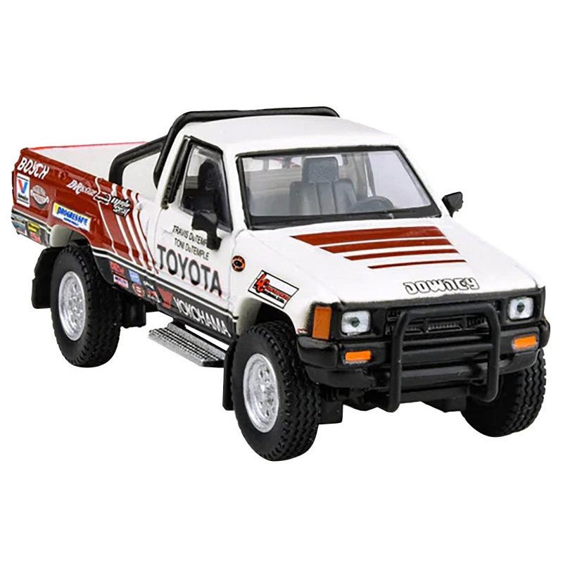 1985 Toyota Hilux Single Cab Pickup Truck "Class 7S Racing" White with Graphics 1/64 Diecast Model Car by Paragon Models - Paragon - ModelCars.com