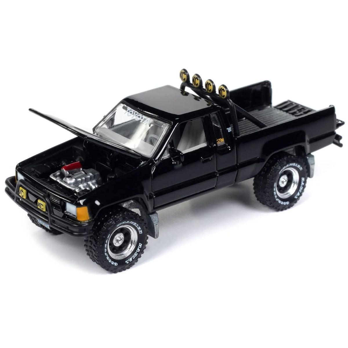 1985 Toyota SR5 Pickup Truck Black "Mystery Matinee" Movie Pop Culture 2024 Release 1 1/64 Diecast Model Car by Johnny Lightning-Johnny Lightning-ModelCars.com