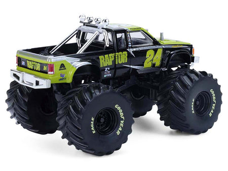 1986 Chevrolet S10 Monster Truck 24 "Raptor" Black and Green with Graphics "Kings of Crunch - Hendrick Motorsports Tribute" Special Edition 1/64 Diecast Model Car by Greenlight-Greenlight-ModelCars.com