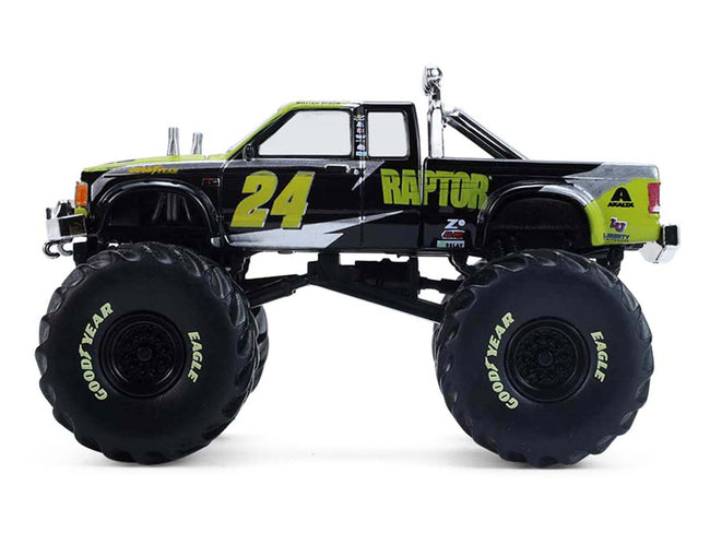 1986 Chevrolet S10 Monster Truck 24 "Raptor" Black and Green with Graphics "Kings of Crunch - Hendrick Motorsports Tribute" Special Edition 1/64 Diecast Model Car by Greenlight-Greenlight-ModelCars.com