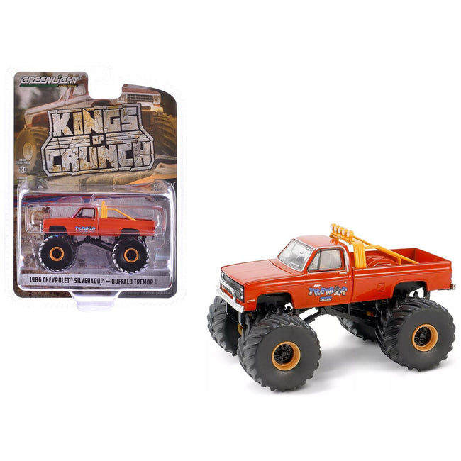 1986 Chevrolet Silverado Monster Truck Orange "Buffalo Tremor II" "Kings of Crunch" Series 15 1/64 Diecast Model Car by Greenlight - Greenlight - ModelCars.com