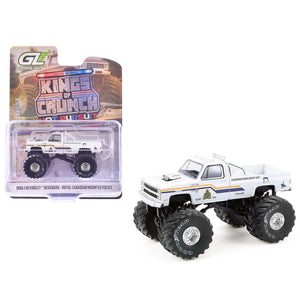 1986 Chevrolet Silverado Monster Truck "Royal Canadian Mounted Police" White with Stripes "Kings of Crunch - Hot Pursuit" Special Edition 1/64 Diecast Model Car by Greenlight