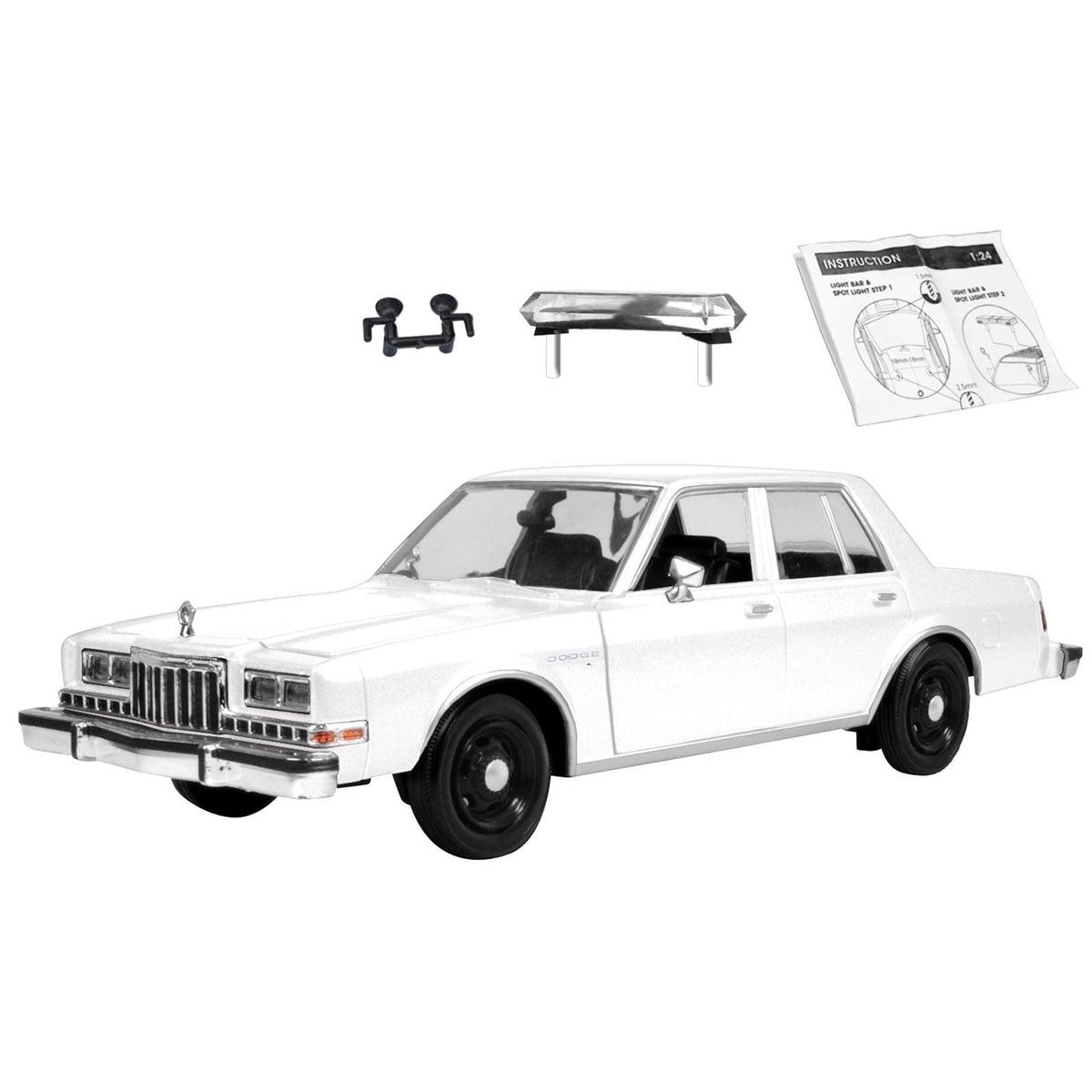 1986 Dodge Diplomat Police Car Unmarked White "Custom Builder's Kit" Series 1/24 Diecast Model Car by Motormax-Motormax-ModelCars.com