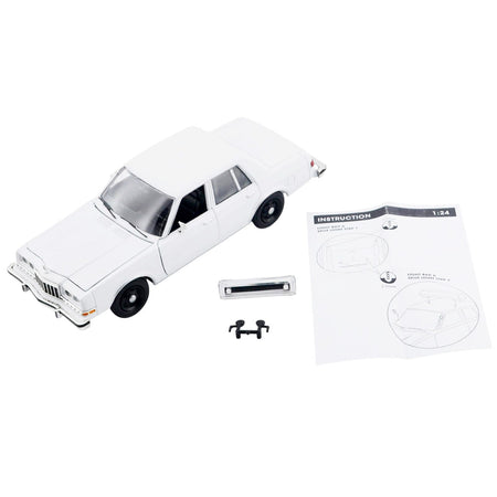 1986 Dodge Diplomat Police Car Unmarked White "Custom Builder's Kit" Series 1/24 Diecast Model Car by Motormax-Motormax-ModelCars.com