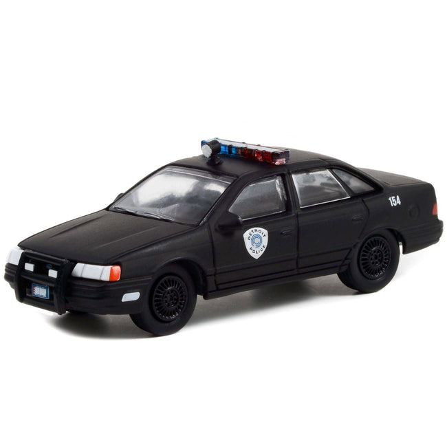1986 Ford Taurus LX Matt Black "Detroit Police" "RoboCop" (1987) Movie "Hollywood Series" Release 34 1/64 Diecast Model Car by Greenlight-Greenlight-ModelCars.com