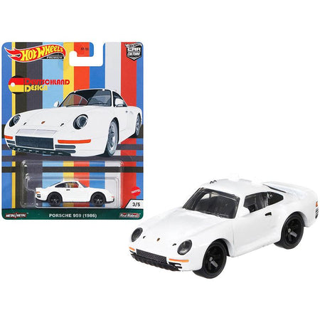 1986 Porsche 959 White "Deutschland Design" Series Diecast Model Car by Hot Wheels-Hotwheels-ModelCars.com