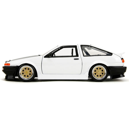 1986 Toyota Trueno (AE86) RHD (Right Hand Drive) White with Black Hood "JDM Tuners" Series 1/24 Diecast Model Car by Jada-Jada-ModelCars.com