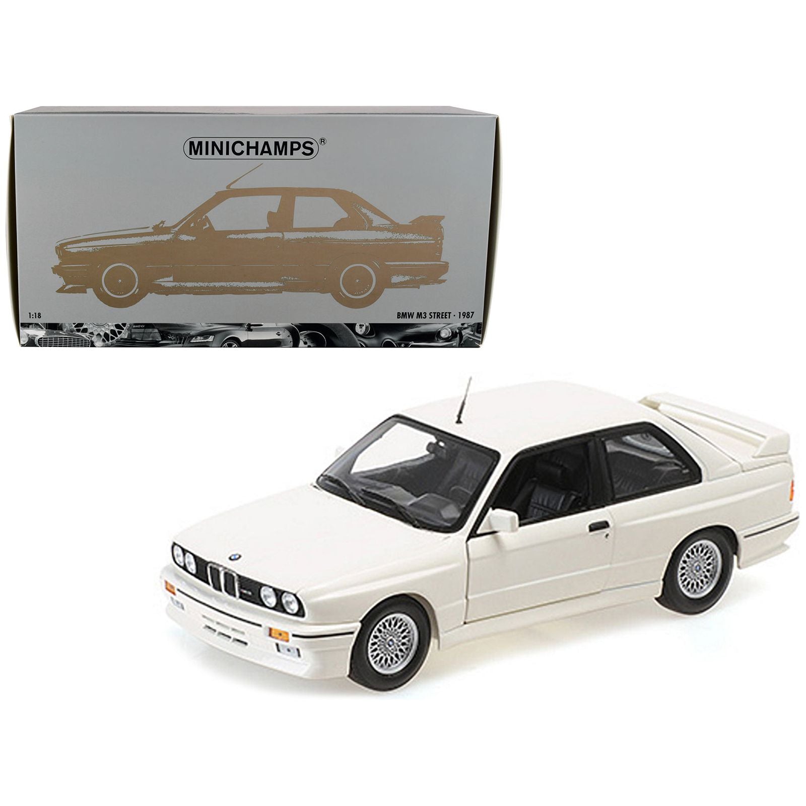 1987 BMW M3 Street White 1/18 Diecast Model Car by Minichamps - Minichamps - ModelCars.com