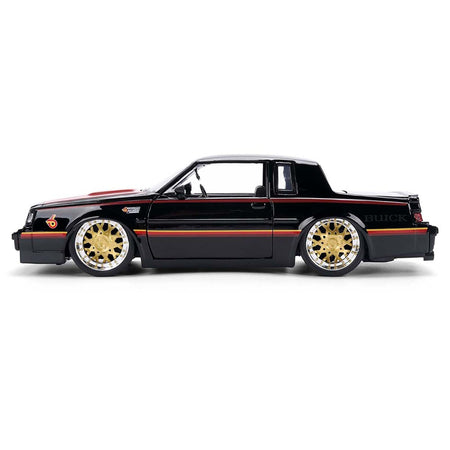 1987 Buick Grand National Black with Matt Red Hood and Stripes "Bigtime Muscle" Series 1/24 Diecast Model Car by Jada-Jada-ModelCars.com